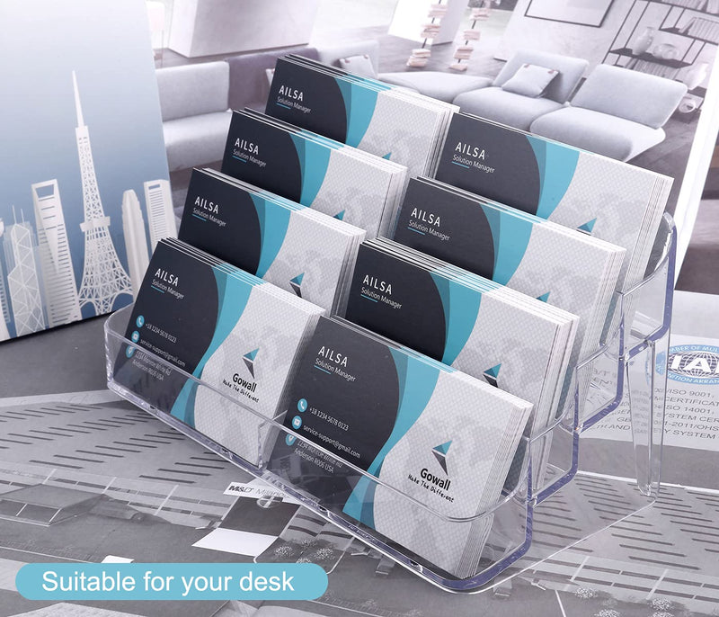 [Australia - AusPower] - Gowall Business Card Holder, 8 Pocket Acrylic Business Card Holder for Desk Clear Business Card Stand Desktop Business Card Holders Plastic Business Card Display for Exhibition, Home and Office 1 