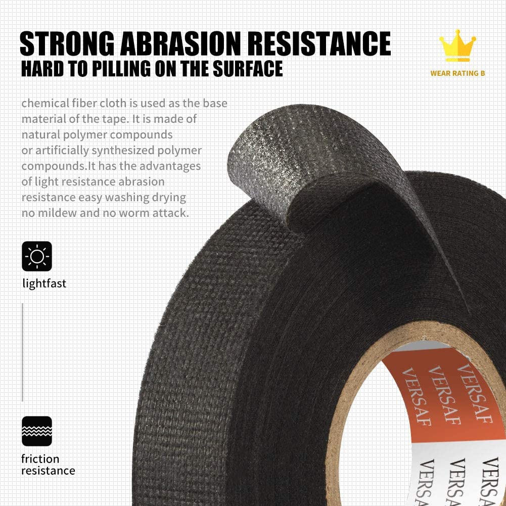 Wire Harness Automotive Cloth Tape - Adhesive Strong Abrasion Resistance  Heat Proof Electrical Flannel Tape for Wrapping Wiring  Harness/Insulation/Car Engine (3/4 x 50 ' Pack of 1 Piece)