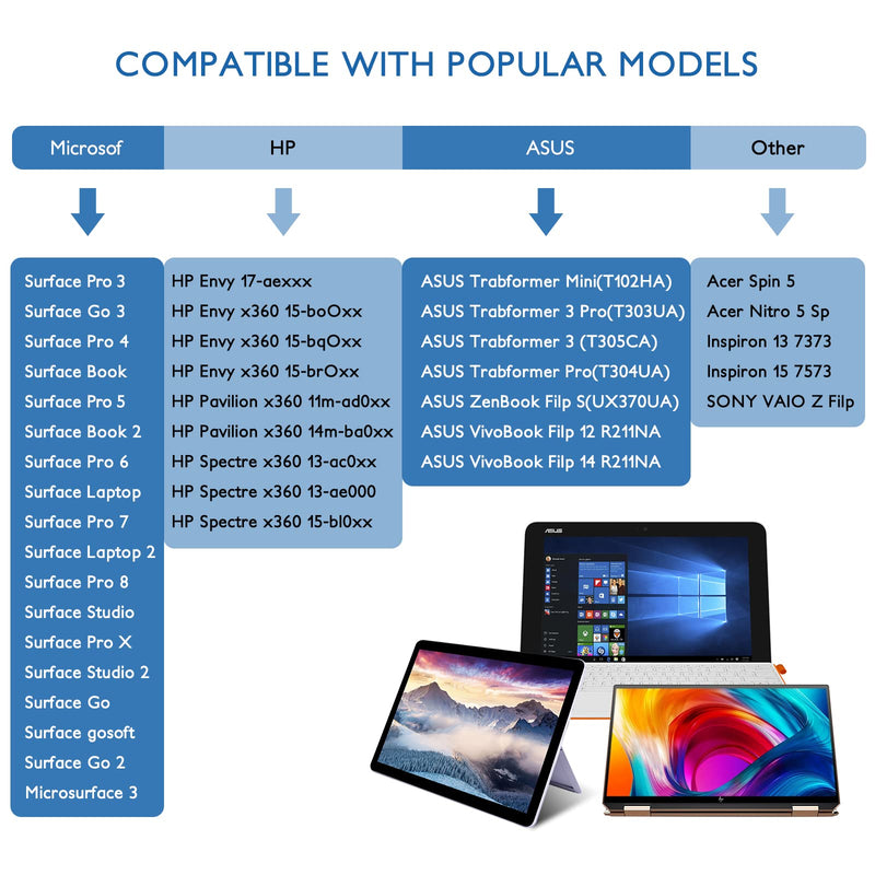 [Australia - AusPower] - Trakxy Compatible with Microsoft Stylus Pen, Surface Pen for Microsoft Surface Pro X/8/7/6/5/4/3/Surface 3/go 3/go 2/go/Book/Laptop 1/2/Studio, Magnetic Adsorption, Palm Rejection Stylus Pen-White White 