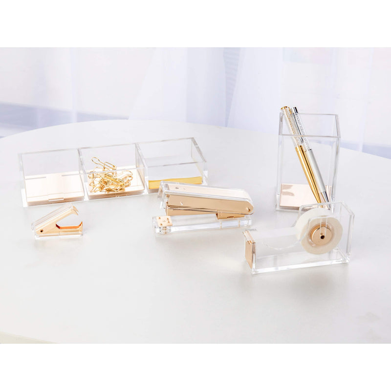[Australia - AusPower] - SIRMEDAL Elegant Ultra Clear Acrylic Office Supplies Acrylic Stapler Matte Gold Desktop Stapler with 1000pcs Staples for Office Accessories(Gold) 
