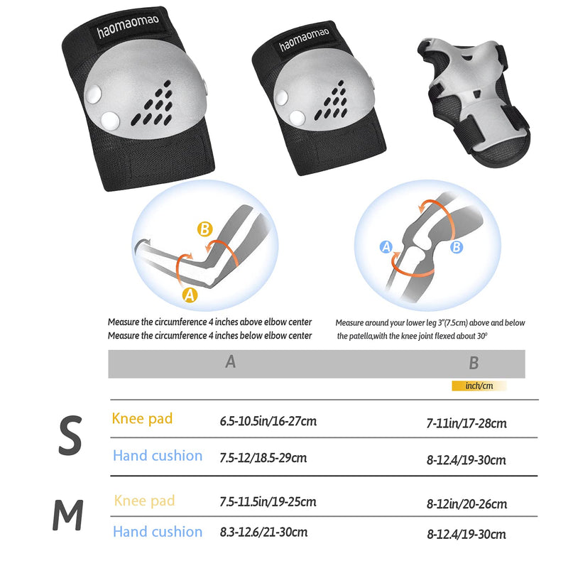 [Australia - AusPower] - Haomaomao Kids/Youth Knee Pad Elbow Pads Wrist Guards Protective Gear Set,for Roller Skates Skating Skatings Cycling BMX Bike Skateboard Inline Scooter Riding Aldult Limit Sports Protective Device Black Small 