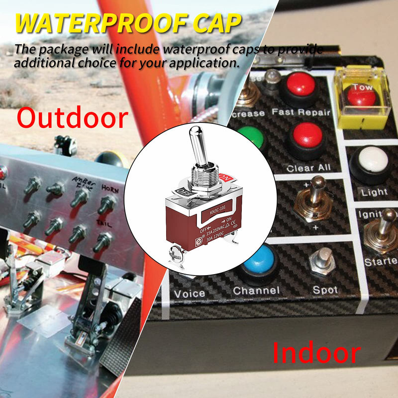 [Australia - AusPower] - Joinfworld Marine Toggle Switch 12V DC 30A Waterproof Toggle Switch 250V AC 15A Heavy Duty with Weatherproof Boot Cover SPST ON/Off 2 Pin for Auto Car Truck Boat -4Pcs 