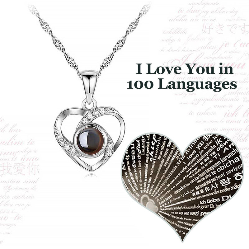 [Australia - AusPower] - Gifts for Mom Women Mothers Day Preserved Real Rose with Heart Love You 925 Sterling Silver Necklace in 100 Languages Best Birthday Gifts for Her from Daughter Son Lead-Free Stocking Stuffers Red Gold 
