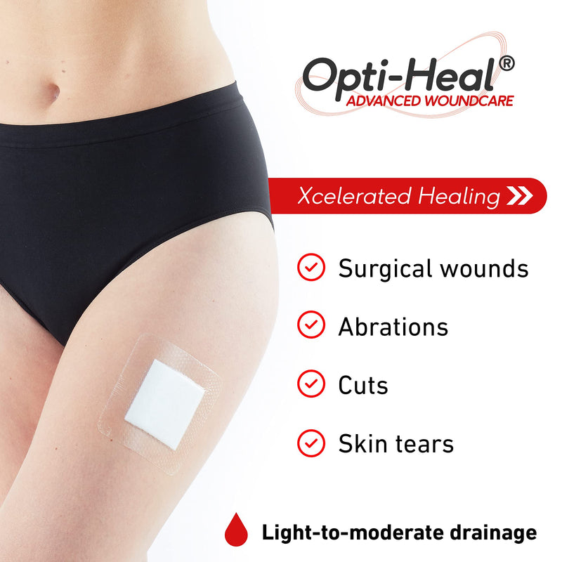 [Australia - AusPower] - Neo G Opti-Heal Silicone Multi Purpose Surgical Wound Dressing– Sterile Adhesive Bandages for Surgical Wounds, Cuts, Abrasions – Barrier Island Dressing 4x4 - Absorbent Breathable Waterproof 4 Pack 