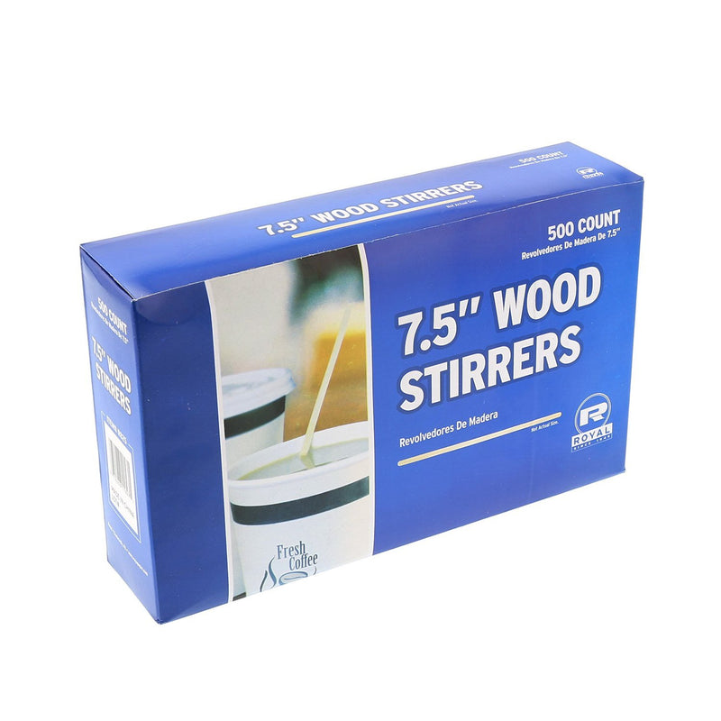 [Australia - AusPower] - Royal 7.5" Wood Coffee Beverage Stirrers, Package, 1, Box of 500 