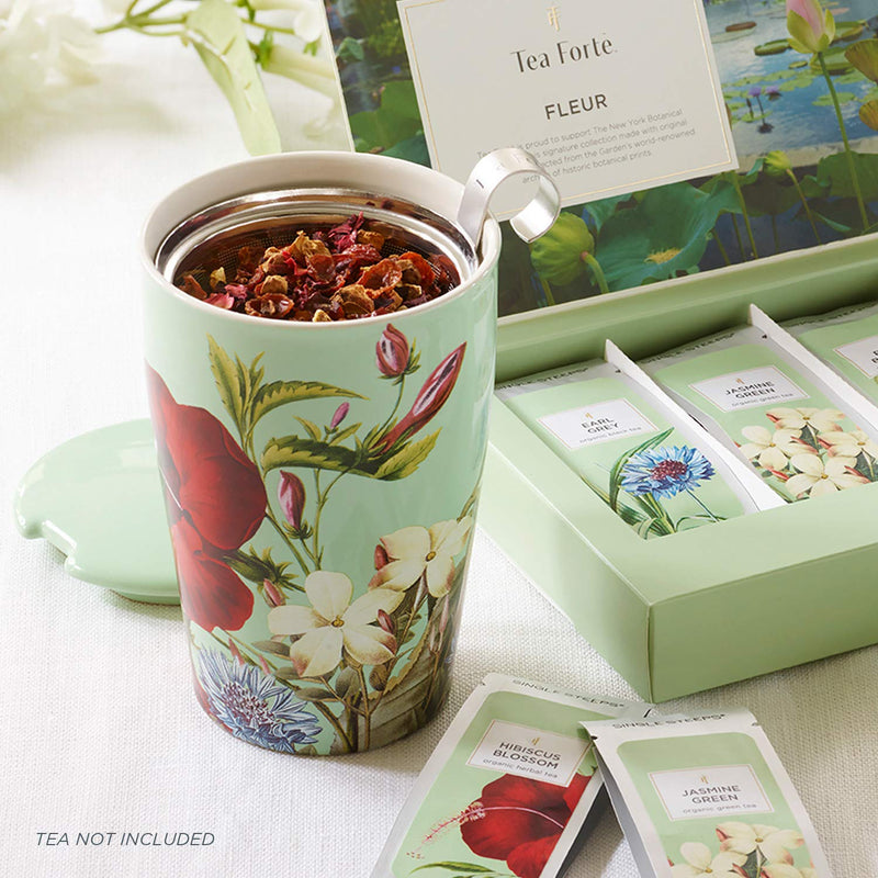 [Australia - AusPower] - Tea Forté Kati Cup Fleur | Mug Removable Stainless Steel Infuser Cup | Quality Porcelain | 350 ml 