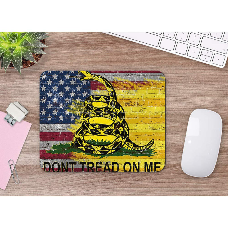 [Australia - AusPower] - oFloral American Flag Gaming Mouse Pad Dont Tread On Me Letter Yellow Snack Brick Wall Decorative Mousepad Rubber Base Home Decor for Computers Laptop Office Home 7.9X9.5 Inch 