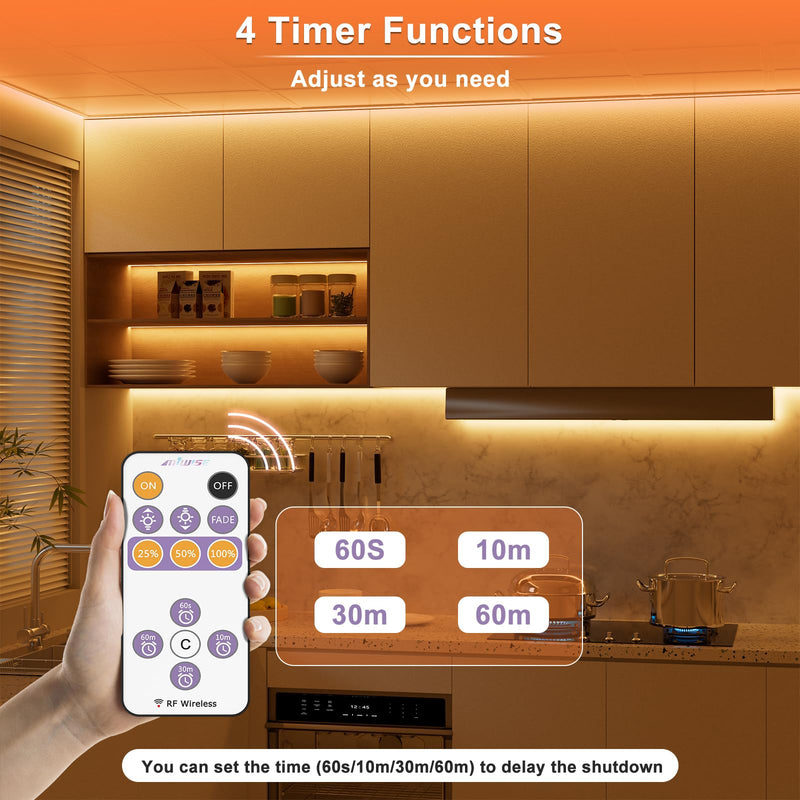 [Australia - AusPower] - MIWISE RF Remote Dimmer for Single Color LED Strip Lights,13-Key Wireless Remote and in-line Controller DC 12-24V for 3528/2835/5050/COB LED Tape Lights,Timer Function/One-to-Many Control 