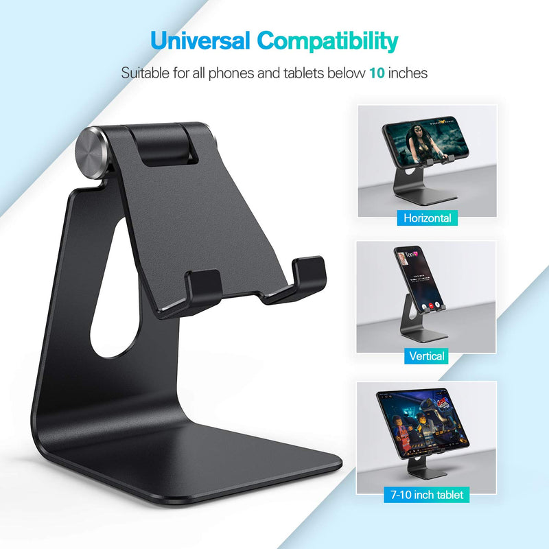 [Australia - AusPower] - ORIbox Cell Phone Stand, Adjustable Phone Stand for Desk, Aluminum Desktop Solid Universal Desk Stand, Compatible with iPhone 12/11 Pro Max XS Max XR X 8 7 6S Plus SE 2020 12 Mini,Samsung Galaxy 