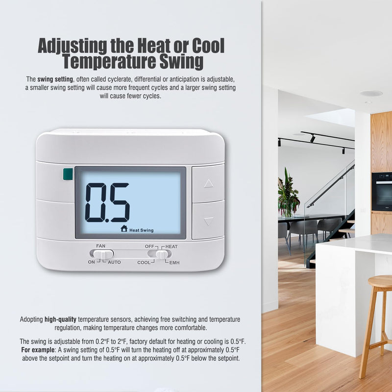 [Australia - AusPower] - Aowel AW721 Non-Programmable Heat Pump Thermostat and Conventional Thermostats for Home 2 Heat 1 Cool, with Display Indoor Temperature and Humidity 