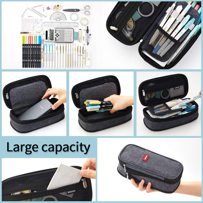 [Australia - AusPower] - EASTHILL Big Capacity Pencil Pen Case Office College School Large Storage High Capacity Bag Pouch Holder Box Organizer Blue New Arrival(Black) Black 