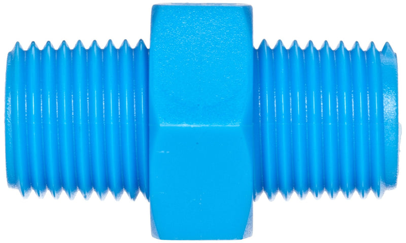 [Australia - AusPower] - Tefen 12012204048 Nylon 6/6 Pipe Fitting, Hex Nipple, Blue, 1/4" BSPT Male (Pack of 10) 0.25 Inch 