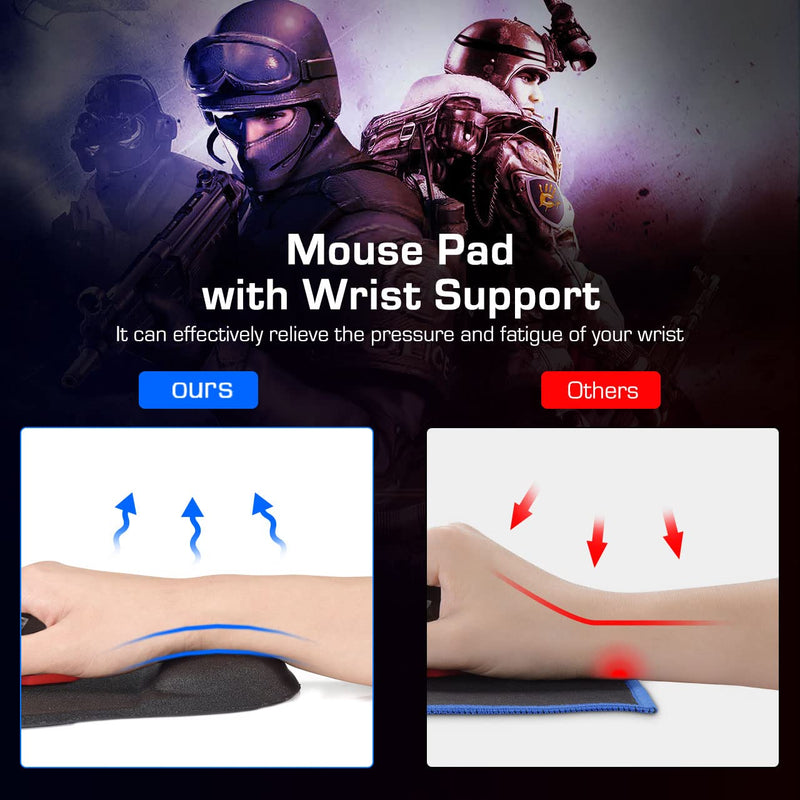 [Australia - AusPower] - Mouse Pad with Wrist Support Gel, Ergonomic Mouse Pad with Wrist Rest,Pain Relief Mouse pad with Non-Slip PU Base,Comfortable Computer Mouse Pad for Laptop for Office & Home, 9.8 x 8.6 in, Black 