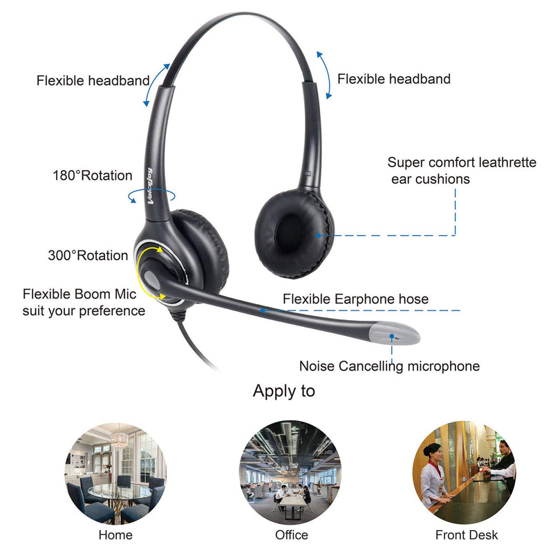 [Australia - AusPower] - VoiceJoy Binaural Headset with Noise Cancelling Microphone with QD(Quick Disconnect),Compatible with VoiceJoy and Plantronics QD Quick Disconnect Connector QD Connector 