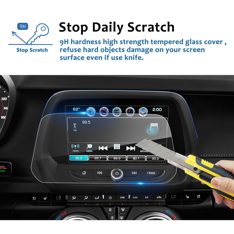 [Australia - AusPower] - LFOTPP Car Navigation Screen Protector for 2016-2022 Chevrolte Camaro 8 Inch, Tempered Glass 9H Hardness Car Infotainment Stereo Display Center Touchscreen Protective Film 