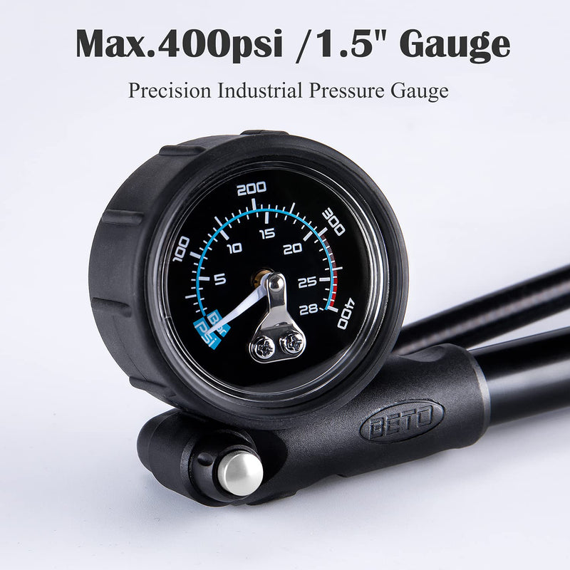 [Australia - AusPower] - BETO High Pressure Shock Pump - (400 PSI Max) MTB Bike Shock Pump for Fork & Rear Suspension with No-Loss Schrader Valve 