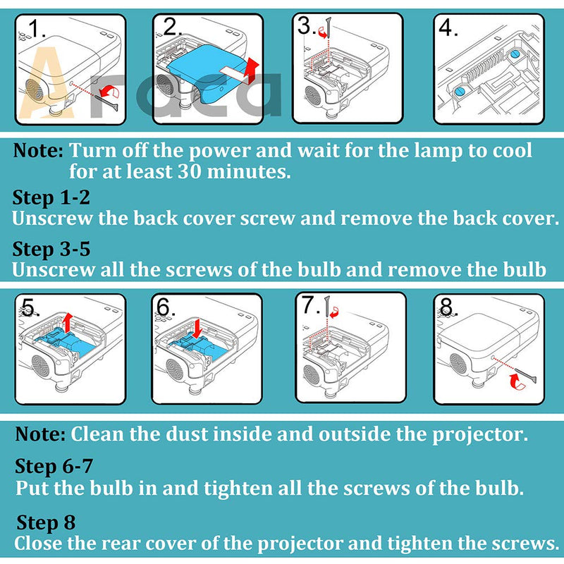 [Australia - AusPower] - Araca ELPLP67 Projector Lamp with Housing for Epson EX5210 EX7210 EB-X14 EX3210 EX3212 EB-X11 H433A H429A H518A VS220 VS310 VS320 EB-X14 EX6210 W12+ W11+ MG-850HD Replacement Projector Lamp 