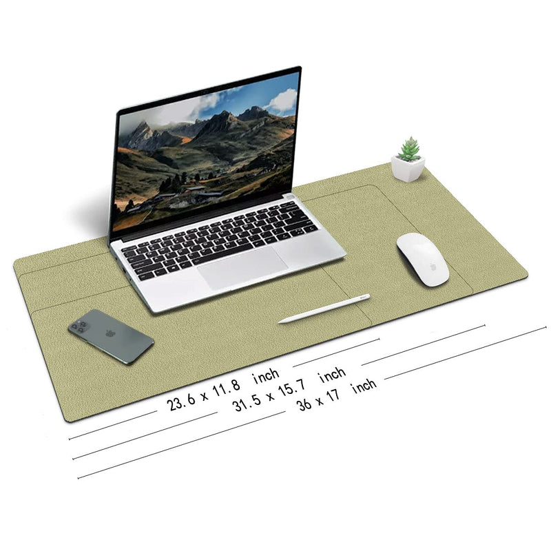 [Australia - AusPower] - Large Natural Cork & Leather Desk Pad,eco Desk mat,Double-Sided Desk Protector ,Waterproof Keyboard pad ,Desk Mouse Pad for Office/Home/Gaming/Decor (Light Green,36"x 17" ) Light green 36"x 17" 