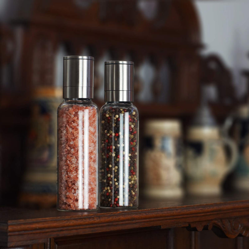[Australia - AusPower] - Extra Large Salt and Pepper Grinder Set 170ml VEVOK CHEF Grinder Mill Set with Borosilicate Glass Adjustable Coarseness Ceramic Pepper Grinder Dual Salt and Pepper shaker Chef Gift Clear 