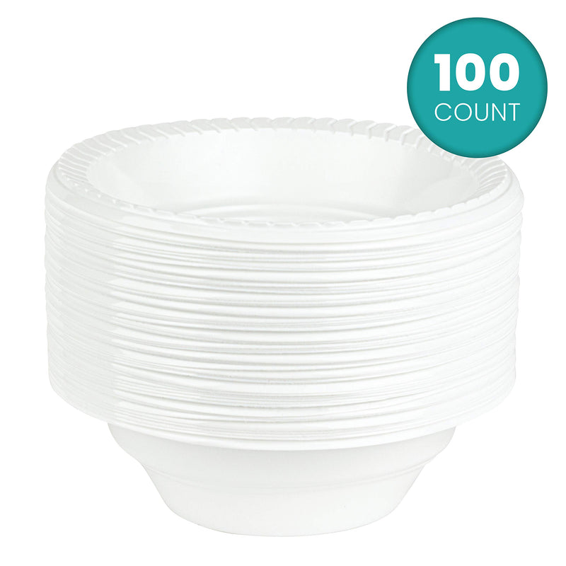 [Australia - AusPower] - Plasticpro Round Plastic 12 ounce Bowls Microwaveable, Disposable, White, Dinnerware 100 Count 