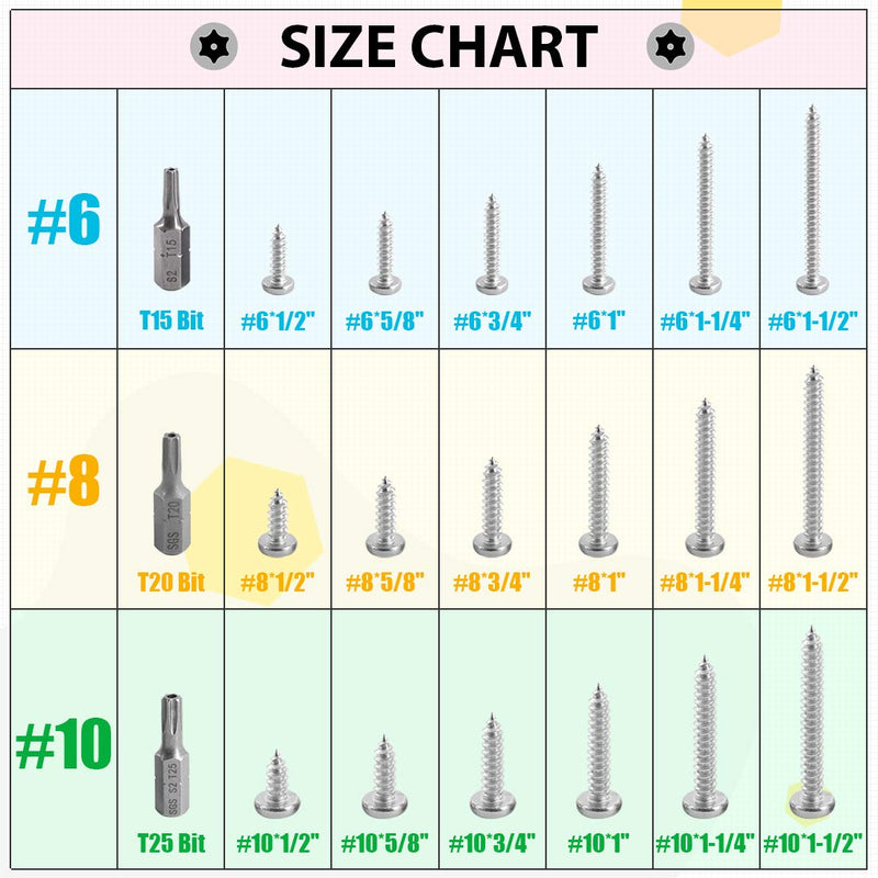 [Australia - AusPower] - Hilitchi 50Pcs #6 x 1 1/2" Stainless Steel Button Head Torx Silver Security Screws Sheet Metal Screws Anti-Theft Tamper Proof with Bit T15 #6 x 1 1/2"-50Pcs 