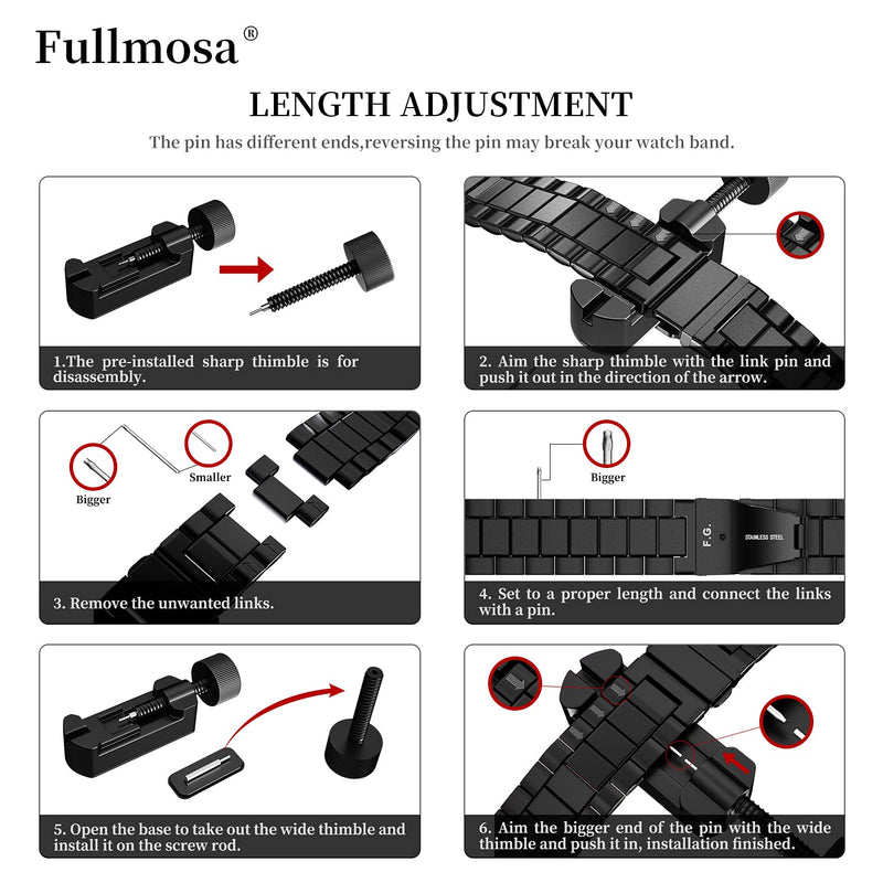 [Australia - AusPower] - Fullmosa Compatible Apple Watch Band 42mm 44mm 45mm 38mm 40mm 41mm, Stainless Steel iWatch Band for Apple Watch Series 7/6/5/4/3/2/1/SE, 42mm 44mm 45mm Black 