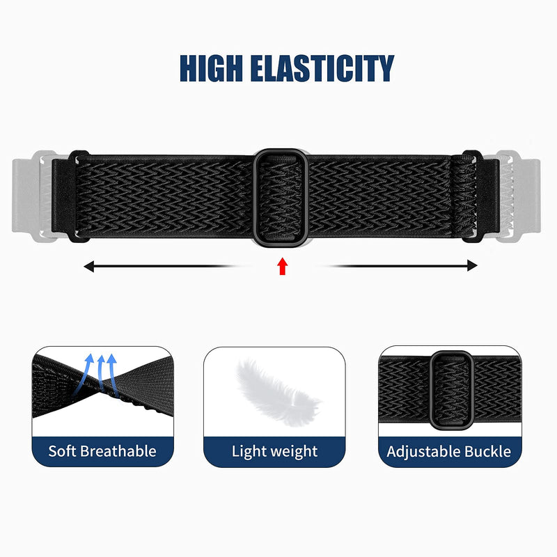 [Australia - AusPower] - Easuny 22mm Watch Bands Compatible for Samsung Galaxy Watch 3 45mm Band/Galaxy Watch 46mm/Gear S3 Frontier, Stretchy Adjustable Elastic Nylon Woven Loop Wristband for Men Women Black 