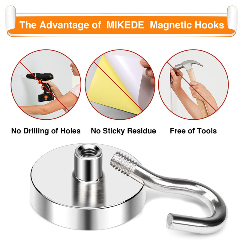 [Australia - AusPower] - MIKEDE Magnetic Hooks, 80 Lbs Heavy Duty Earth Magnets with Hooks for Cruise Cabin, 10 Pcs Strong Cruise Magnetic Hooks for Hanging, Metal Magnetic Hanger for Grill, Fridge, Kitchen 80LBS Magnetic Hooks 