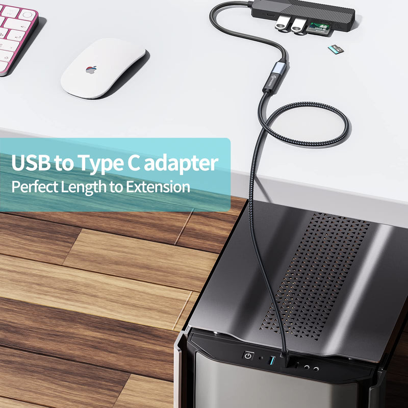 [Australia - AusPower] - [10Gbps] USB C Female to USB Male Adapter 3.1 Gen 2 (1 Ft), PHIXERO 3A Fast Charging USB A to USB C Adapter with 10Gbps Data Transfer and Charging for Laptop, PC, Flash Disk, Quest Link, Charger 1ft 