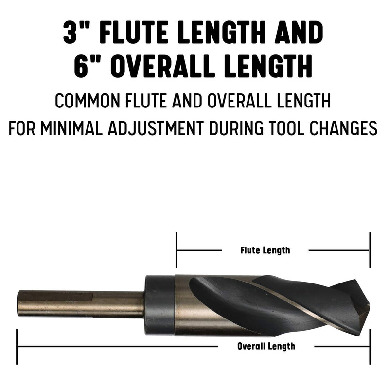 [Australia - AusPower] - Drill America - KFDRSD1 1" Reduced Shank High Speed Steel Black & Gold KFD Drill Bit with 1/2" Shank, KFD Series 1 in 