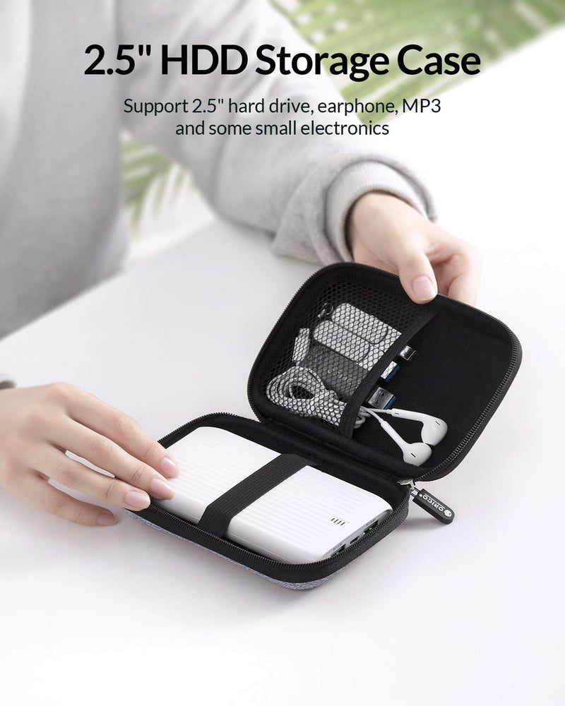 [Australia - AusPower] - ORICO Hard Drive Case 2.5 inch External Drive Storage Carrying Bag Waterproof Shockproof with Inner Size 5.5x3.5x1.0inch for Organizing HDD and Electronic Accessories,Grey(PHD-25) Grey 