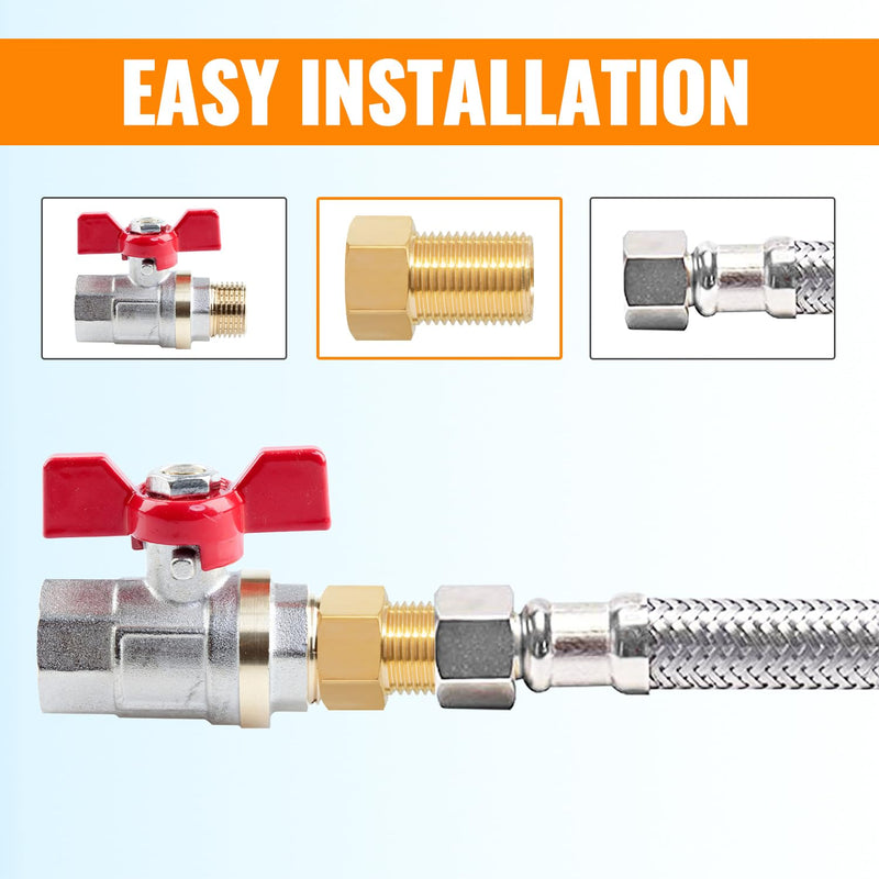 [Australia - AusPower] - SUNGATOR Brass Pipe Fitting Set, 1/2 Inch Male Ã— 1/2 Inch Female Pipe Hex Nipple Extension Fitting Adapter, 1/2'' Brass Pipe Extension Fitting Connector with Sealing Tape, 30/40/50/70/100MM (5 Pcs) 