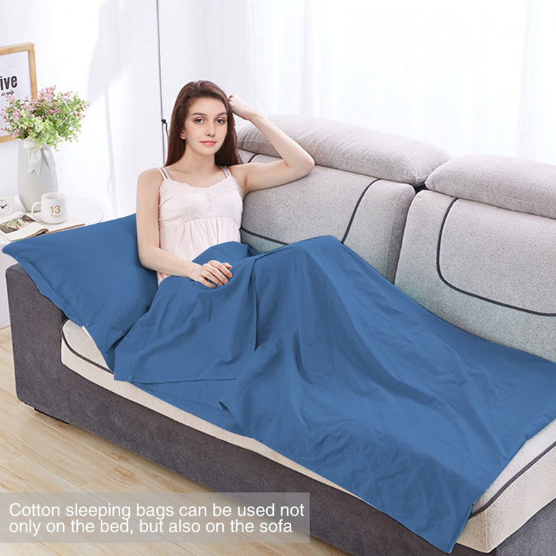 [Australia - AusPower] - Sleeping Bag Liners Lightweight Travel Camping Sheet Sleep Bag Liner Adults Lightweight Warm Weather Hotel Compact Portable Sleeping Sack Indoor Outdoor Hostels Traveling Backpacking Hiking Blankets Blue 45 x 82.6inch(115 x 210cm) 