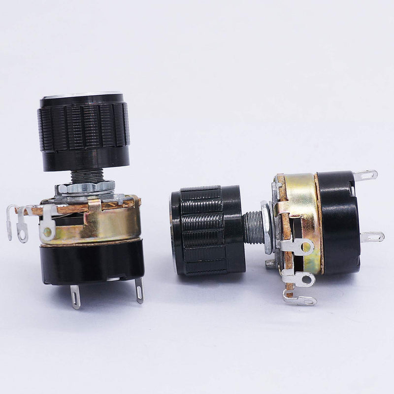 [Australia - AusPower] - TWTADE 2Pcs 10K Ohm Single Linear Taper Dimmer Potentiometer with on/Off Switch + 2pcs Black Aluminum Alloy knob 