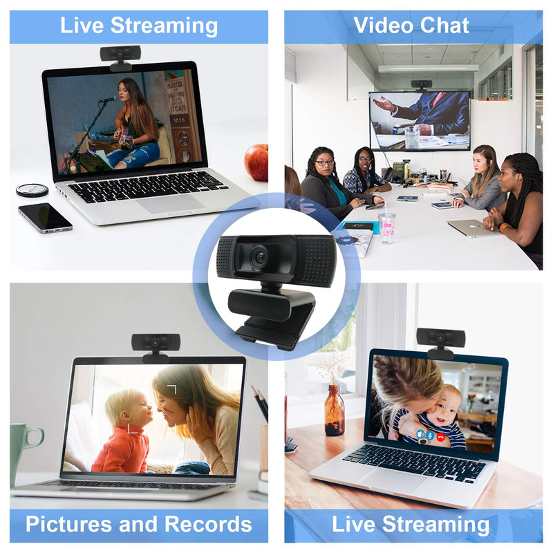 [Australia - AusPower] - Anivia 1080p HD Fixed Focus Webcam, USB Camera with Microphone Free Cover Slide, Mini Plug and Play Video Calling Computer Camera, Built-in Mic, Flexible Rotatable Clip(The Tripod not Included) 