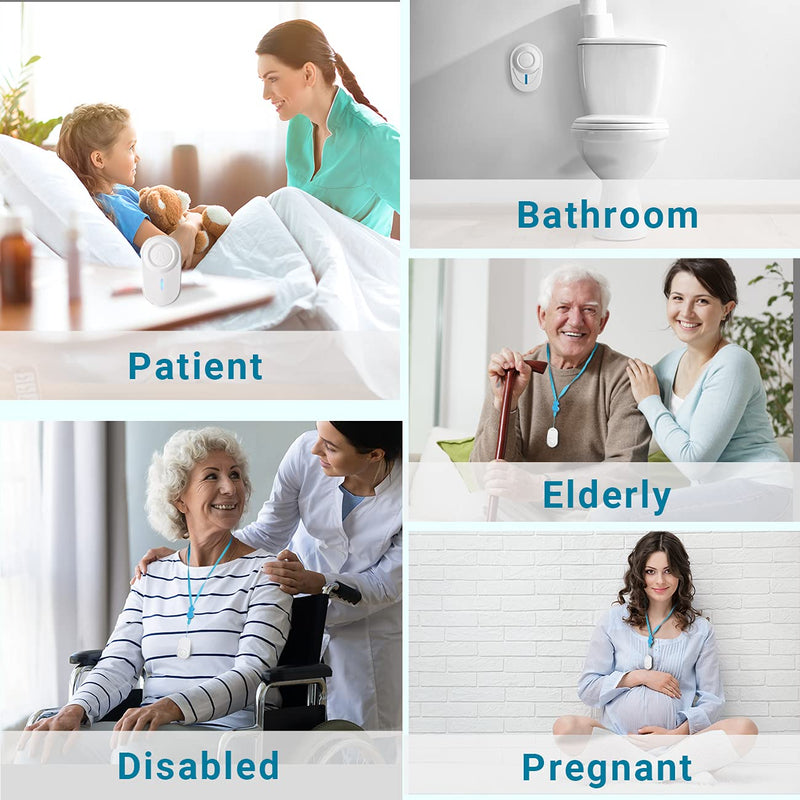 [Australia - AusPower] - Tera Wireless Caregiver Pager Alert System SOS Call Button for Patient Elderly Home/Personal Attendant Alarm Nurse Senior and Disabilities (2 Buttons + 2 Receivers) P1-C22 