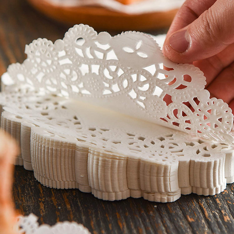 [Australia - AusPower] - 5MLGgoods White Paper Doilies 3 assorted sizes, 150 Pack 3 Sizes Lace Round, (6.5", 8.5", 10.5", 50 Pack Per Size) 6.5", 8.5", 10.5" 