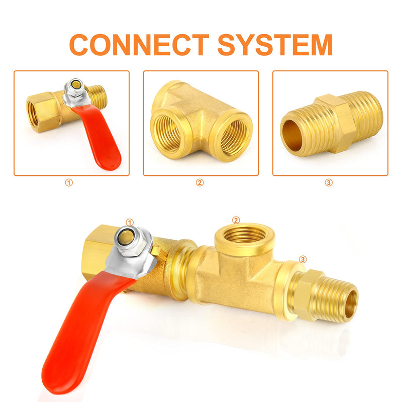 [Australia - AusPower] - GASHER 6PCS 1/4 Inch NPT Brass Pipe Fitting, Ball Valve, Barstock Tee Brass Pipe Fitting and Air Hose Fitings 1/4" NPT 6 