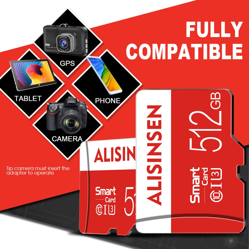 [Australia - AusPower] - 512GB Micro SD Card SD Memory Card Class 10 512GB TF Memory Card High Speed Compatible with Computer Camera and Smartphone,TF Memory Card with a SD Card Adapter 