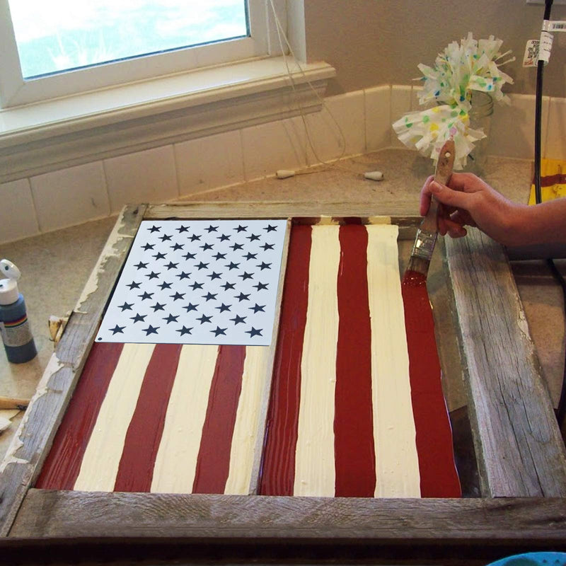 [Australia - AusPower] - American Flag 50 Star Stencils and 13 Stars 1776 Templates, American Flag Templates, Ideal for Painting on Wood, Fabric, Paper, Walls [6 Sizes, 2 Styles] 