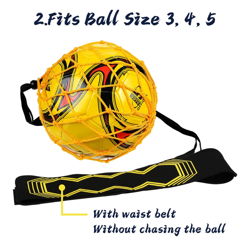 [Australia - AusPower] - Civaner 2 Pcs Soccer Kick Throw Trainer Adjustable Waist Belt Soccer Return Trainer Net for Kids Adults Soccer Ball Net Kicker Solo Soccer Kick Practice Training Aid (Fits Ball Size 3, 4, 5) 