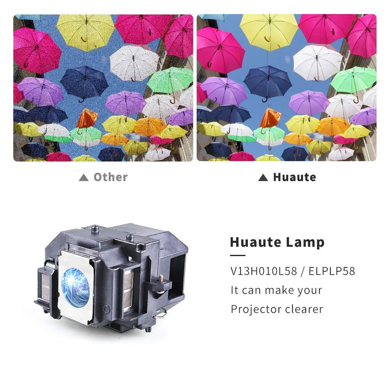 [Australia - AusPower] - Huaute V13h010l58 Replacement Projector Lamp with Housing for Epson ELPLP58 EX3200 EX5200 EX7200 PowerLite 1220 1260 S9 X9 S10+ VS200 EB-S10 EB-S9 EB-S92 EB-W10 EB-W9 EB-X10 EB-X9 EB-X92 