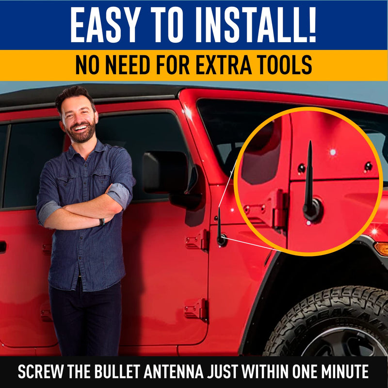 [Australia - AusPower] - Bullet Antenna Mast for Jeep Wrangler JK JL Gladiator 2007-2022 - Highly Durable Premium Truck Antenna - Car Wash-Proof Radio Antenna for FM AM - Best Jeep Wrangler Accessories for Men & Women 