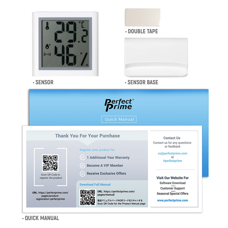 [Australia - AusPower] - PerfectPrime TH301 Temperature & Humidity Smart Sensor DataLogger - Wireless BT With Display 