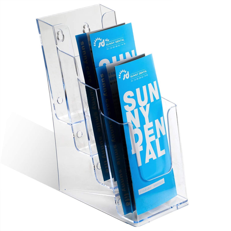 [Australia - AusPower] - MaxGear 2 Pack 8.5x11 inches Flyer Holder Brochure Holders, 3 Pack 4-Inch Wide 4 Tier Clear Literature Holder Premium Acrylic Multi Pocket Display Stand 