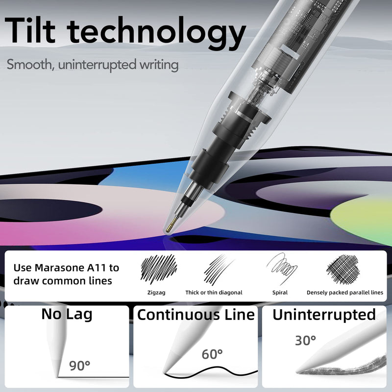 [Australia - AusPower] - Marasone Stylus Pen for iPad-Compatible with Apple Pencil 2nd/1st Gen Magnetic Pen Tilt Sensitivity,Palm Rejection,Quick Charge-Ideal for Drawing 