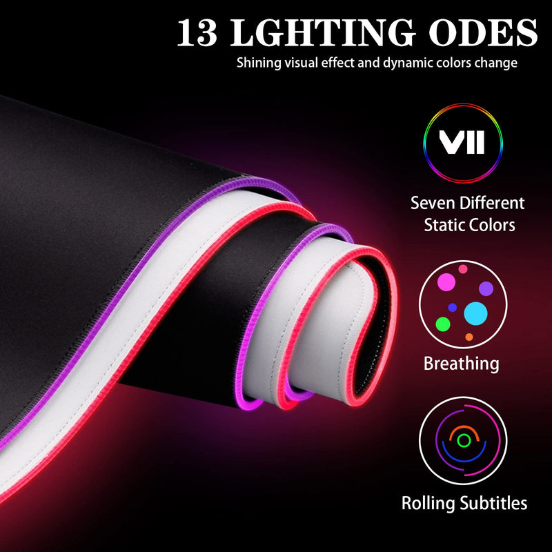 [Australia - AusPower] - Gaming Mouse Pad White RGB Mousepad Non-Slip Rubber Base Extra Large Cool XL XXL Computer Desk Pad Gaming Accessories LED Light Up jmiyav Extended Big Keyboard and Mouse Pad for Gamer (31.5x12In) gloss white -I 