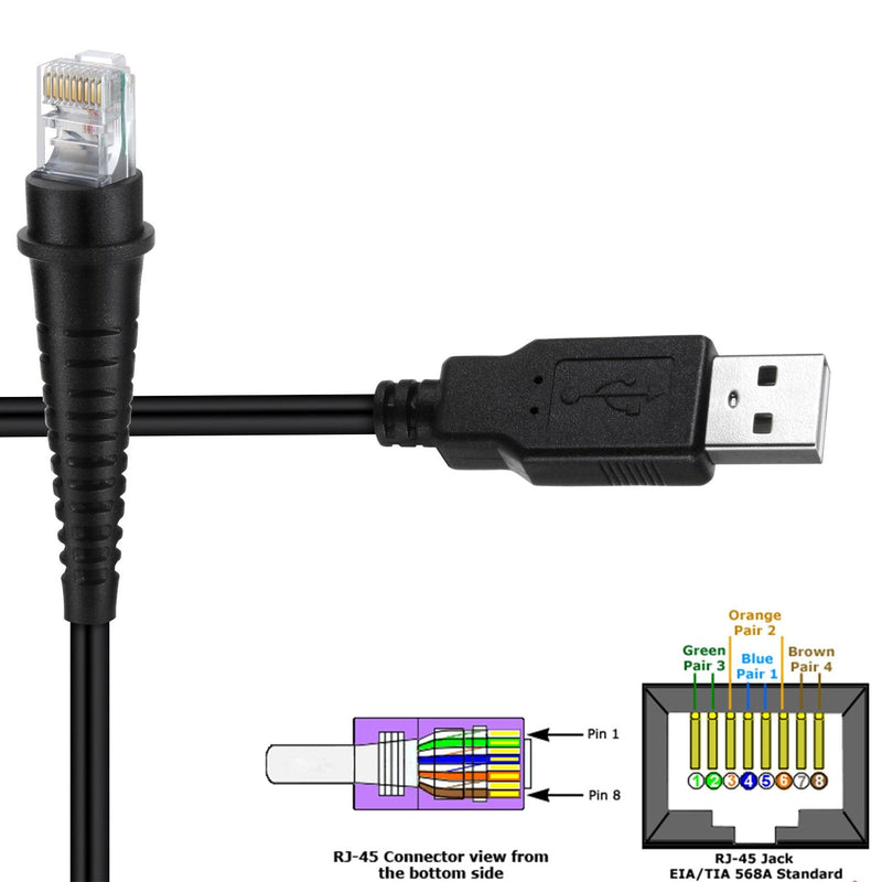 [Australia - AusPower] - VIMVIP 6FT USB Cable for Honeywell Metrologic Barcode Scanners MS5145, MS7120, MS9540, MS7180, MS1690, MS9590, MS9520 (Black) 