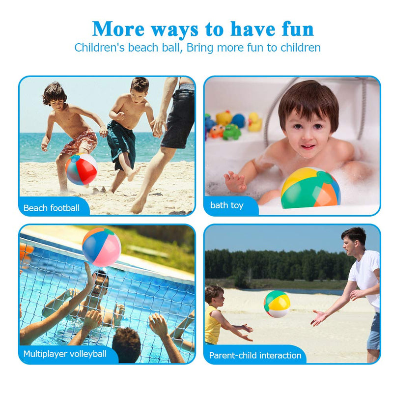 [Australia - AusPower] - Coogam Inflatable Beach Ball Classic Rainbow Color Birthday Pool Party Favors Summer Water Toy Fun Play Beachball Game for Kid Boys Girls 8 to 12 Inches from Inflated to Deflated (10 PCS) 