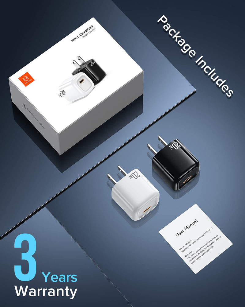 [Australia - AusPower] - [2 Pack] USB C Charger, Mcdodo 20W PD 3.0 Mini Fast Charge Block USB-C Wall Phone Charger Plug Power Adapter for iPhone 12 Mini 11 Pro XS XR X SE 6 7 8 Plus Samsung S21 iPad AirPods Xiaomi Google etc 2 Pack 
